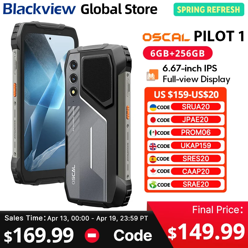 Blackview Oscal PILOT 1 Rugged phone 6.67-inch HD+ 90Hz Display Helio G81 CPU 5W BOX Speaker 6GB 256GB 15000mAh NFC Cellphone