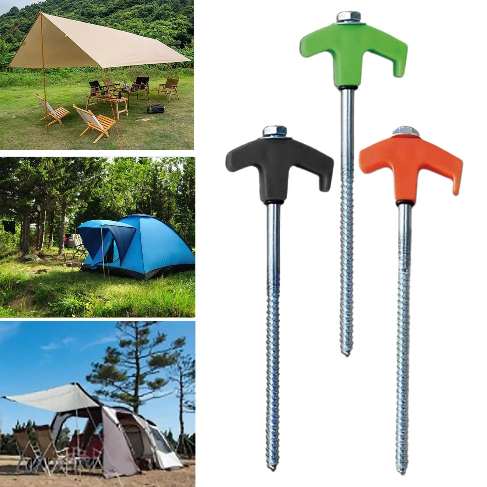 4 Pieces Tent Stakes Heavy Duty Camping Equipment Ground Stakes Tent Pegs Tent Nails for Camping Outdoor Patio Garden Hiking