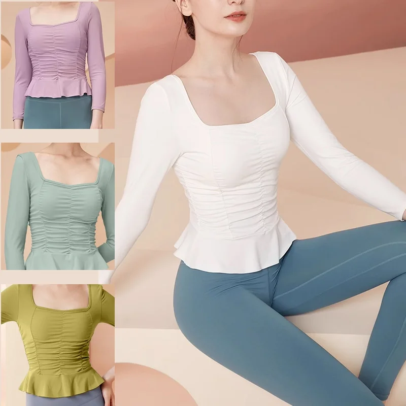 

Женский весенний топ для йоги и фитнеса с длинными рукавами, спортивная повседневная одежда для похудения с нагрудными подушечками, высокая эластичность, активное снаряжение на открытом воздухе