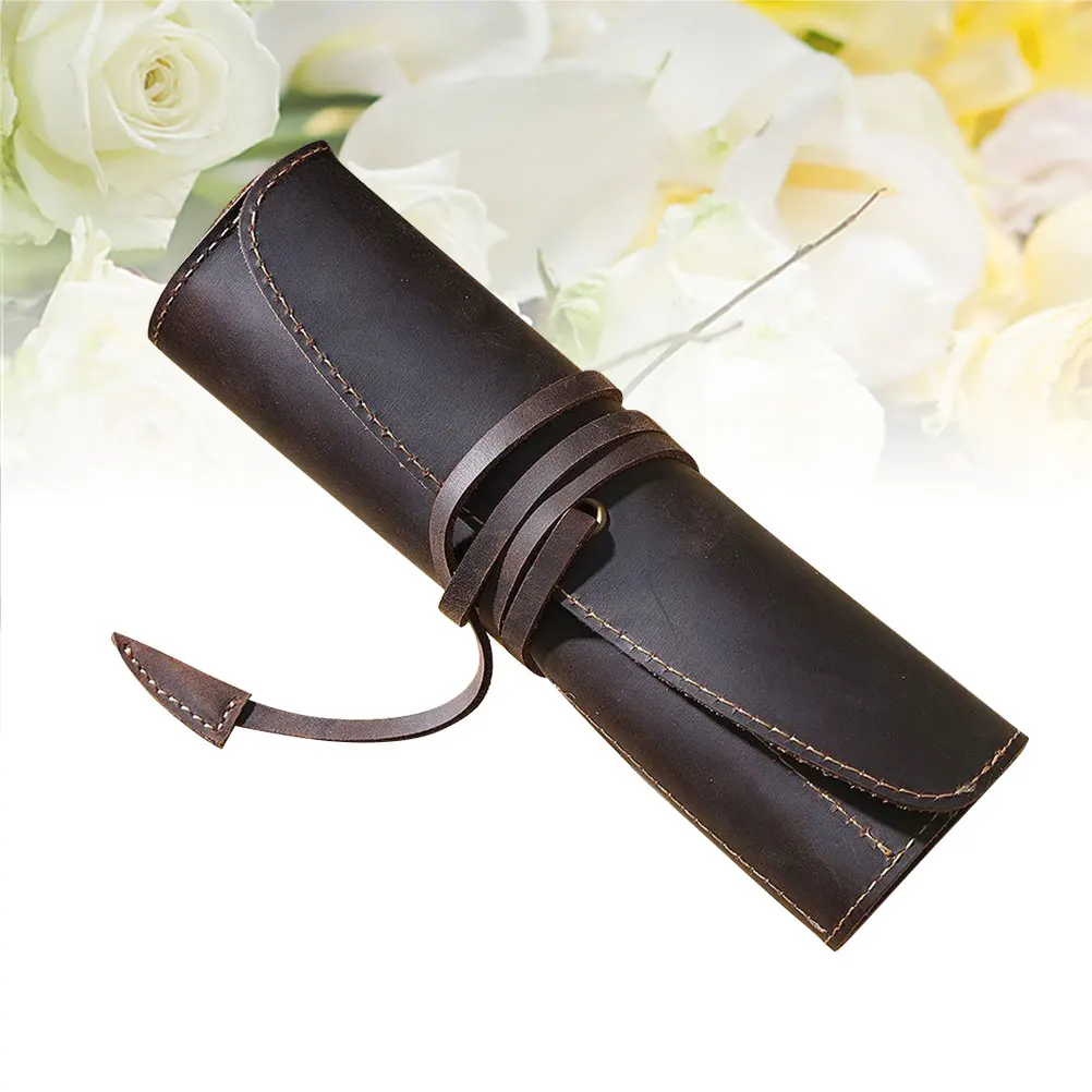 

Luxury Handmade Pen Pouch Holder For Fountain Pens Pencil Bag Office College Accessories Dark Red
