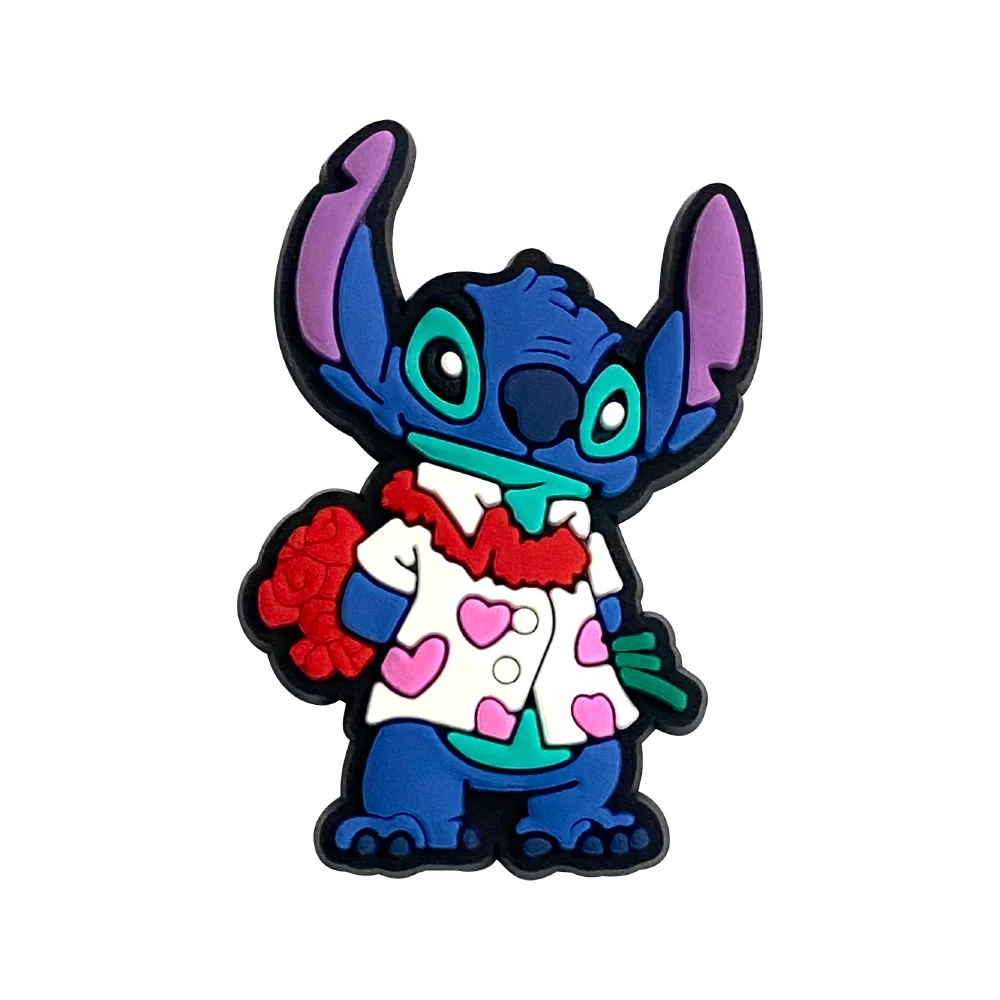 20 unids/set divertidos dijes de zapatos de pvc de Disney Stitch para mujeres y hombres, accesorios de zapatos unisex de dibujos animados, regalos de fiesta de cumpleaños