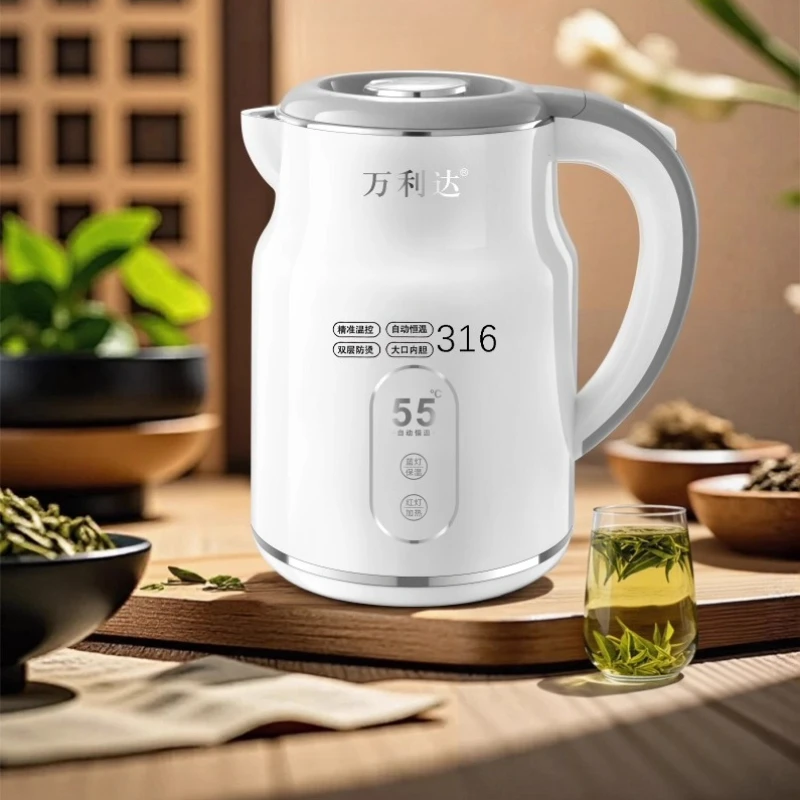 

Умный электрический чайник из нержавеющей стали 316, термопот, большая емкость, тихая кипячение, двухслойный корпус с защитой от ожогов, съемная база, сейф