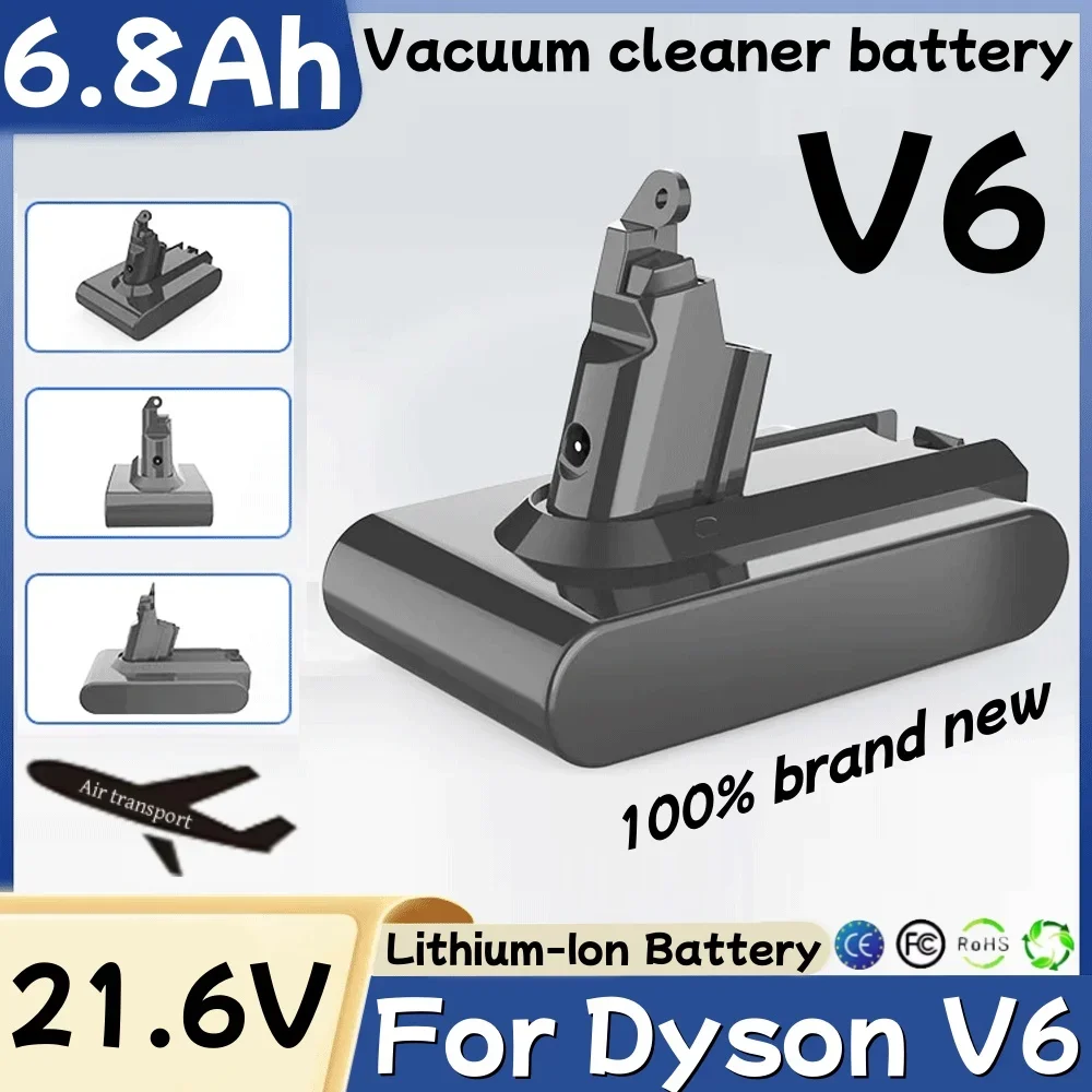 

6800mAh 21.6V Li-ion Battery for Dyson V6 Vacuum Cleaner DC58 DC59 DC61 DC62 DC74 SV09 SV07 SV03 965874-02