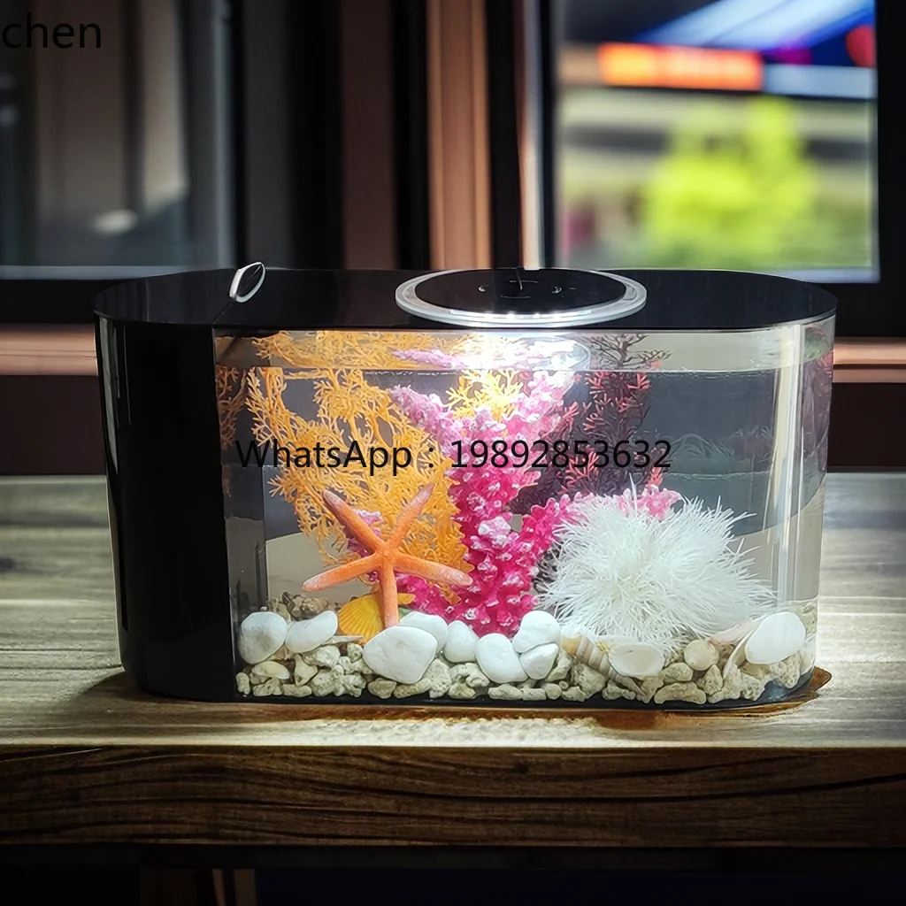 YGG  self-circulation side filter fish tank living room small desktop ecological household goldfish tank
