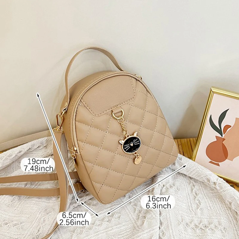 Saco Crossbody Pequeno Personalizado de Um Ombro, Elegante e Magnífico, Bordado Gato Cabeça Pingente Mochila, Lingge, Novo