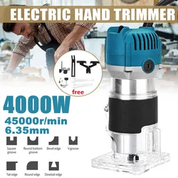 4000W Wood Electric Trimmer 45000r/min Woodworking Wood Milling Electric Hand Trimmer Wood Laminator Router Edge Joiners Set