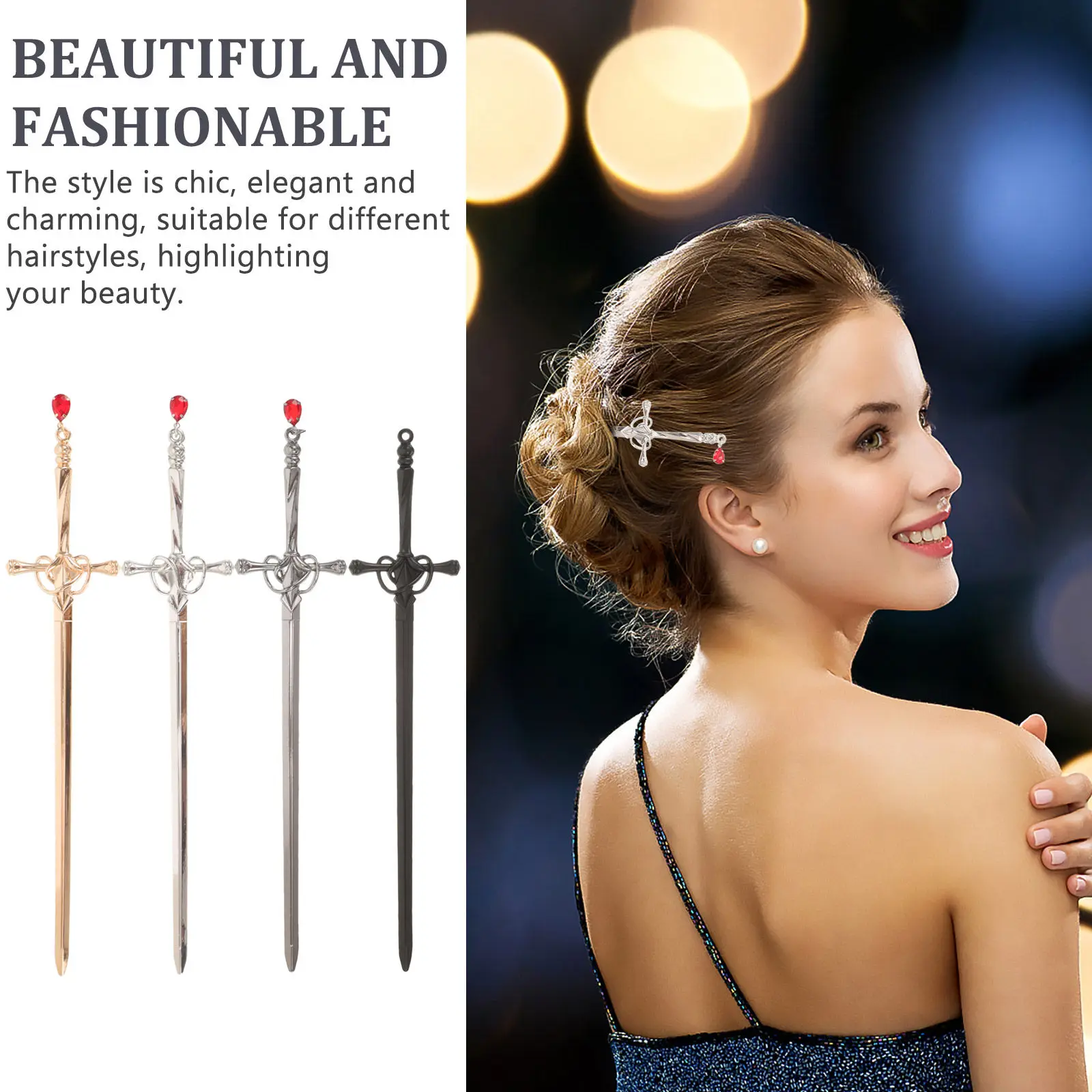 

Набор из 4 винтажных металлических заколок-шпилек для волос для женщин, прочные, не выцветающие, для создания причесок, для вечеринок и свадеб