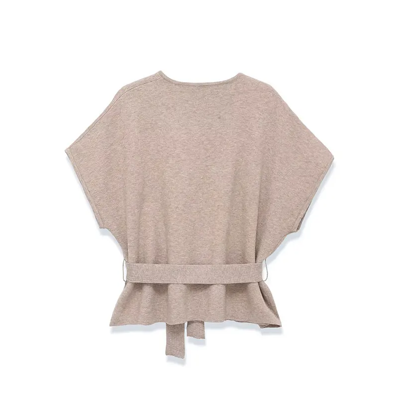 Nlzgmsj 2026  Spring Summer Fashion Women's Sleeveless Knit Cardigan  Belted Crew Neck Casual Office Lady Vest Top