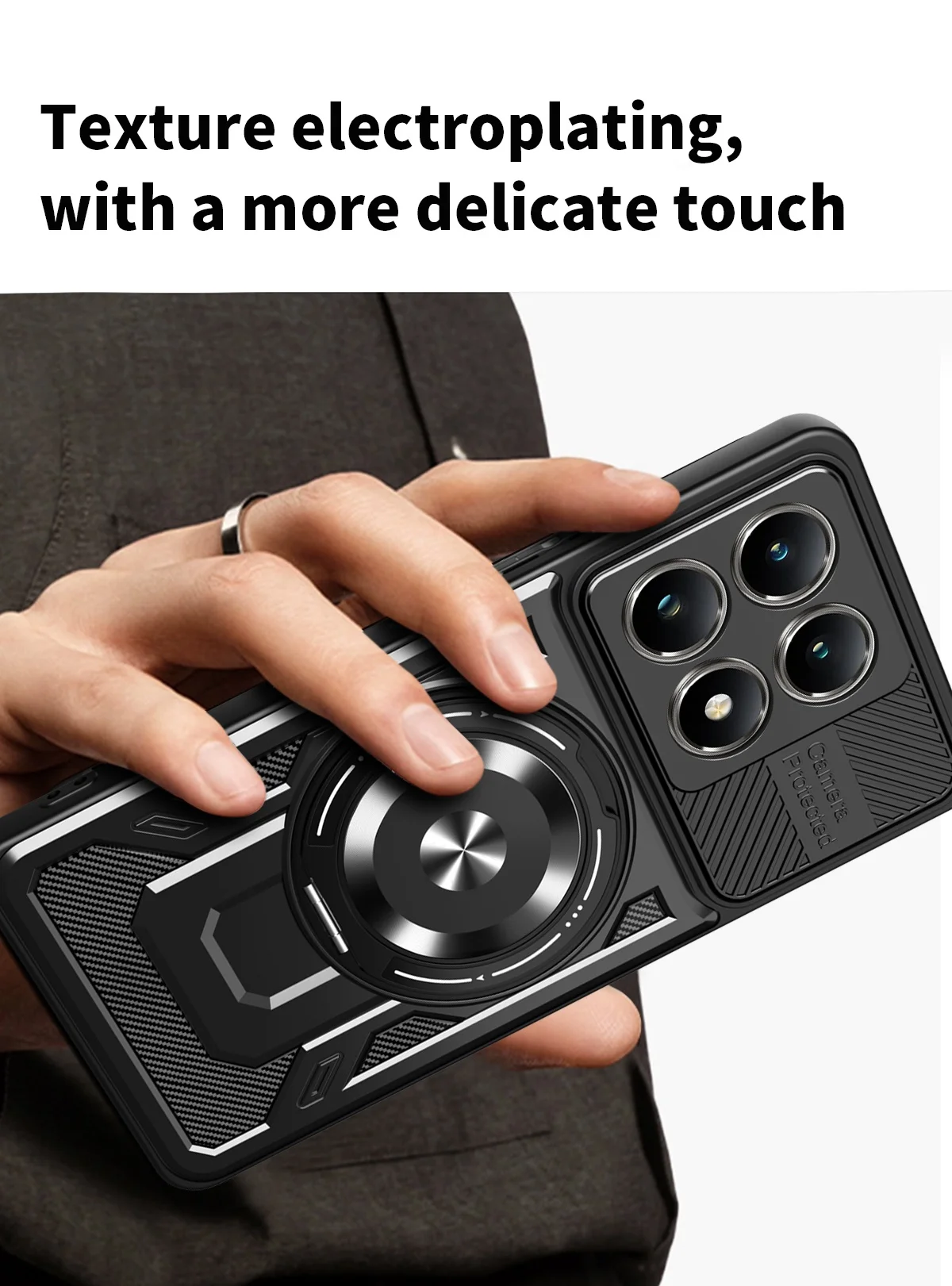 حافظة حلقية مغناطيسية قوية مضادة للخبط لهاتف Xiaomi 15T Pro 5G Xiaomi15t Xiao Mi 15t Mi15t 15tpro