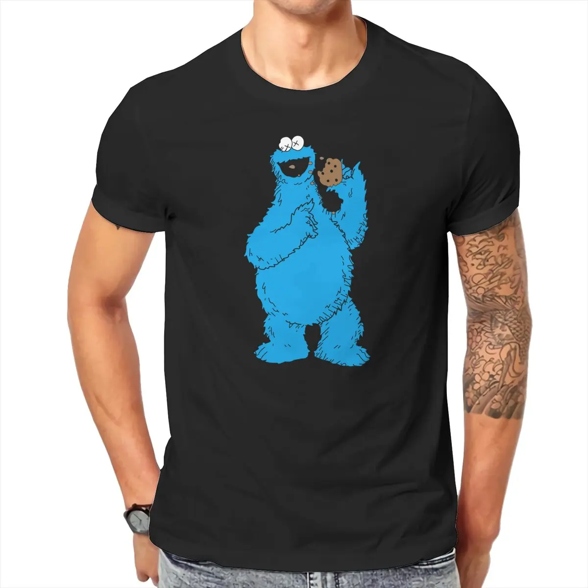 Men Sesame Streets T-Shirt Cool Style Cookie Monster Hipster Ofertas O Neck Graphic Tshirt