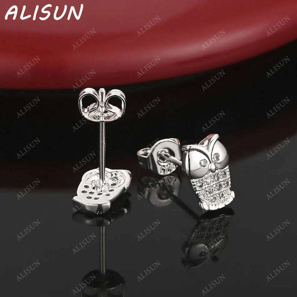 

ALISUN 925 Sterling Silver Zircon Owl Earrings Stud Earrings For Women Creativity Gifts Street All-match Party And Daily Wear