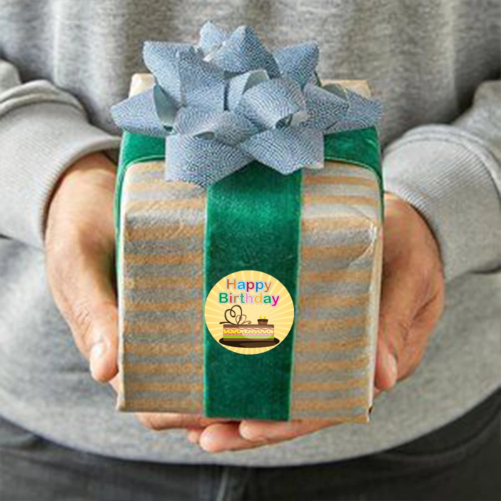 100-500 Chiếc Dễ Thương Chúc Mừng Sinh Nhật Dán Sinh Nhật Tặng Trang Trí Niêm Phong Hãng Đồ Chơi Trẻ Em Tặng Gói Thêu Sò Miếng Dán