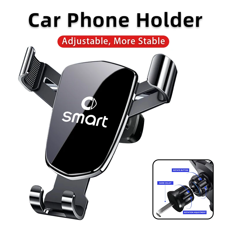 

Car Phone Holder Air Vent Clip Mount Metal Hook Mobile Cell Stand Smartphone GPS Support For Smart Fortwo 451 450 453 EQ Forfour