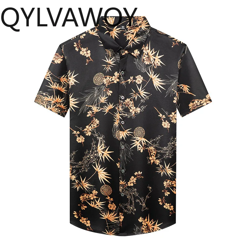 QYLVAWOY 90.8% Mulberry Silk Men's Shirts High Quality Shirts New Summer Man Shirts Short Sleeve Stylish Menswear Clothing Loose