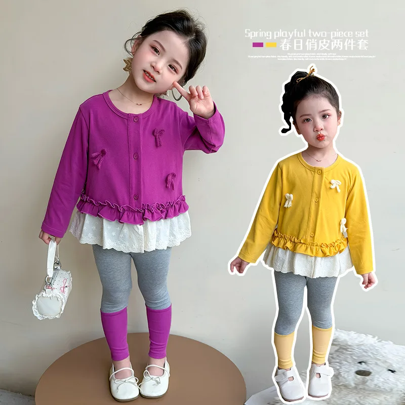 Girls' suit Spring and autumn 2026 new children's sweater foreign fashion baby girl leggings clothes two-piece set