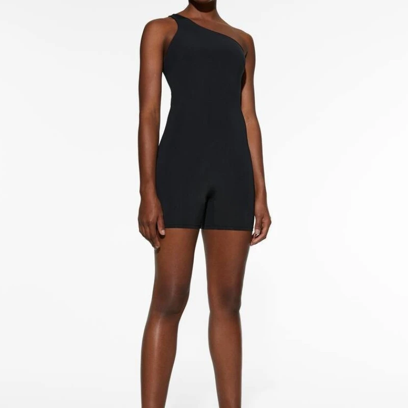 Women's Seamless Yoga Jumpsuit Sloping Shoulder Naked Feel Butt-Lifting Tight Fitness Gym Running Stretchy Jumpsuit Rompers