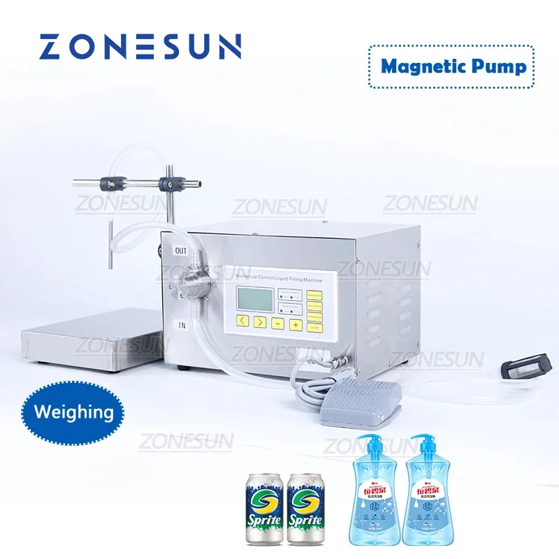 

ZONESUN ZS-MP251W Magnetic Pump Liquid Edible Oil Liquor Filling and Weighing Machine Milk Juice Water Bottle Filler