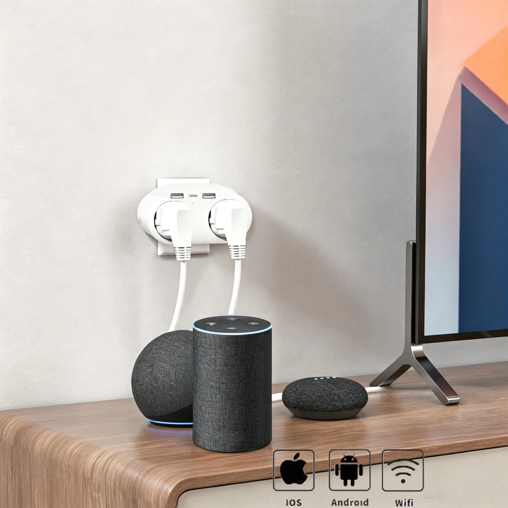 WIFI Socket Multi Functional EU Plug Power Strip with AC Outlets USB Charging Ports Wall Socket Power Adapter Electrical Socket