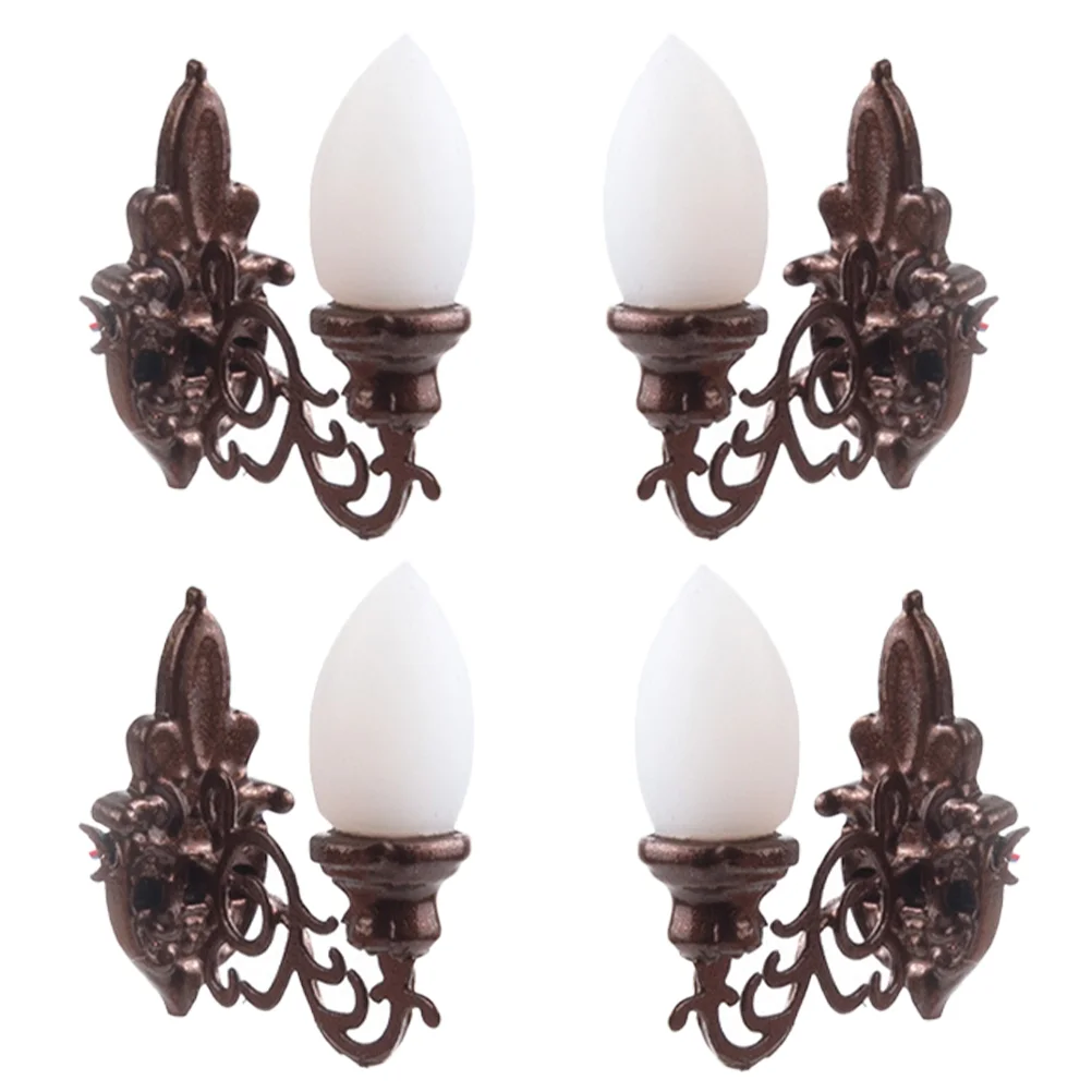 

4 Pcs Dollhouse Wall Light Sand Table Layout Decor Desk Lamp DIY Plug Mini Luminous Street Miniature Decorations
