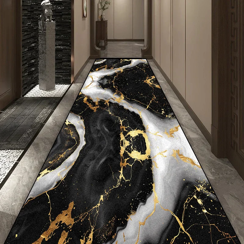 

Скандинавский мраморный роскошный длинный ковер для коридора, ковер для прохода в отеле, украшение для гостиной, коврики для прихожей, настраиваемый нескользящий коврик