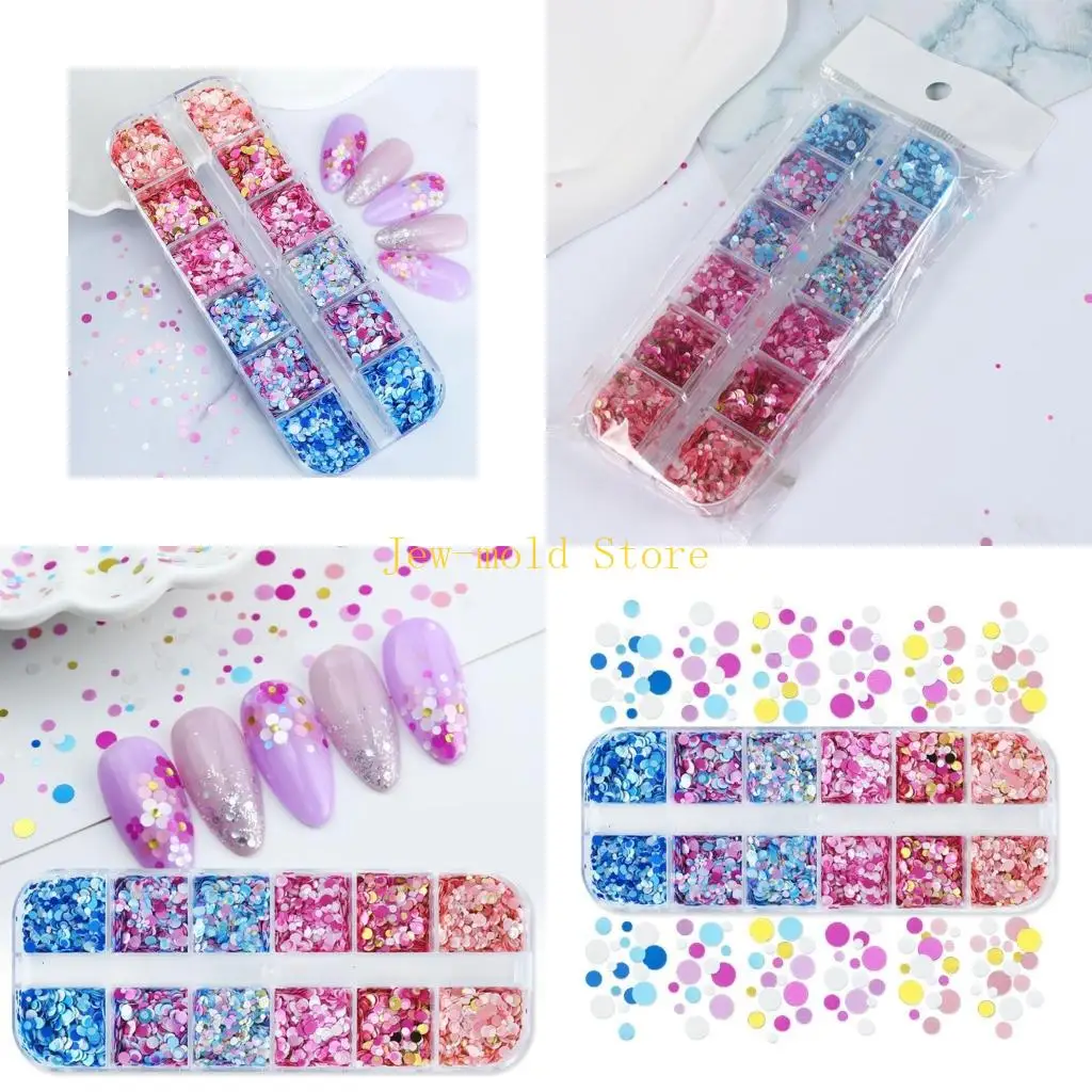 

C71B 12 Grids Round Sequins Decoration for Epoxy Casting Resin Moulds DIY Jewelry Making Accessories Colorful Sequins