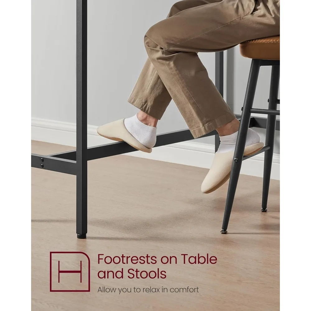 ชุดโต๊ะบาร์สไตล์อินดัสเทรียลพร้อมเก้าอี้ 2 ตัว โครงเหล็ก ขนาด 39.4 นิ้ว