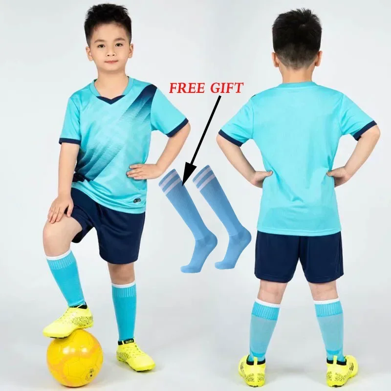 22 Children Football Jerseys Men Boys Soccer Clothes Sets Short Sleeve Kids Football Uniforms Adult Kids Soccer Tracksuit Jersey