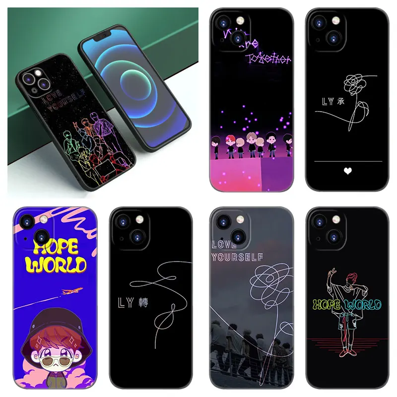 Rap RM JIMIN JIN SUGA J HOPE Case For Apple iPhone 12 13 Mini 11 14 15 Pro Max 7 8 Plus X XR XS SE 2020 2022 Black Silicone Case