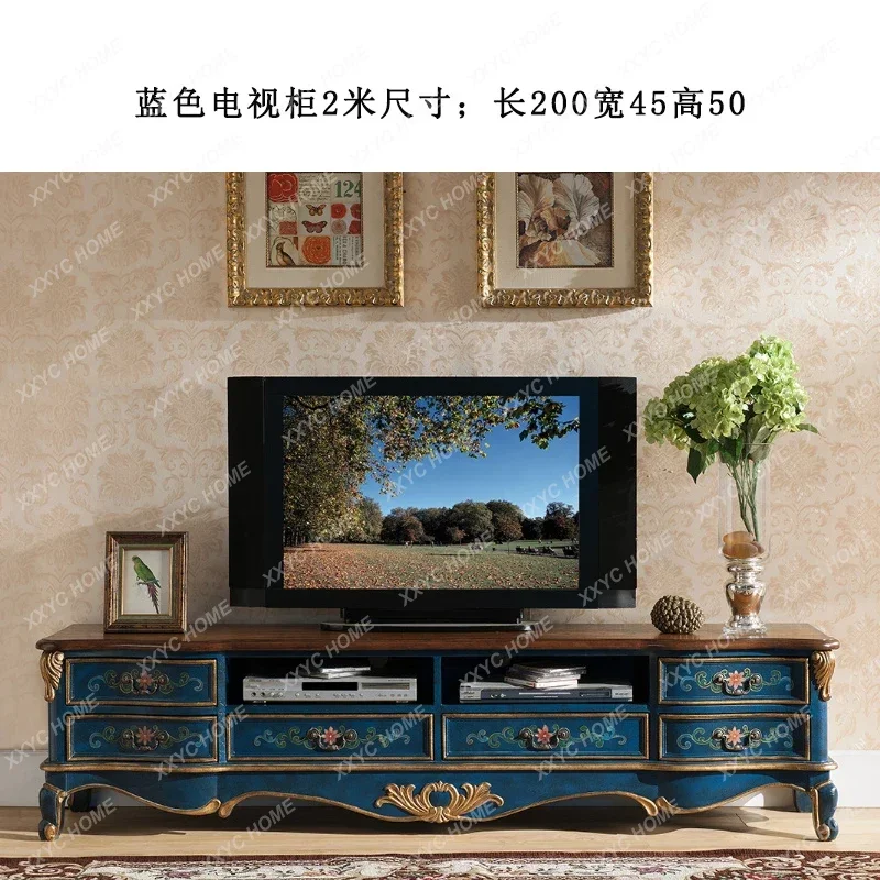 XX Cabinet  Luxury  Furniture Home Blue Living Room Tv Stands Universal Vertical Gold Wooden Desig