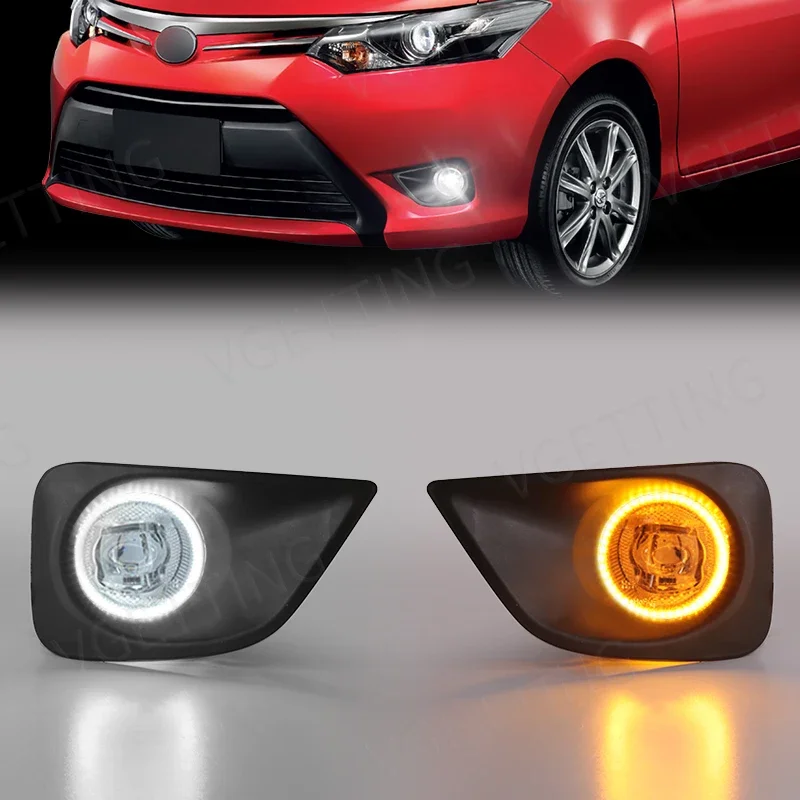 For Toyota Vios/Yaris Sedan 2013 2014 2015 2016 2017 LED Fog Lamp DRL Daytime Running Light Turn Signal Car Accessories 12V