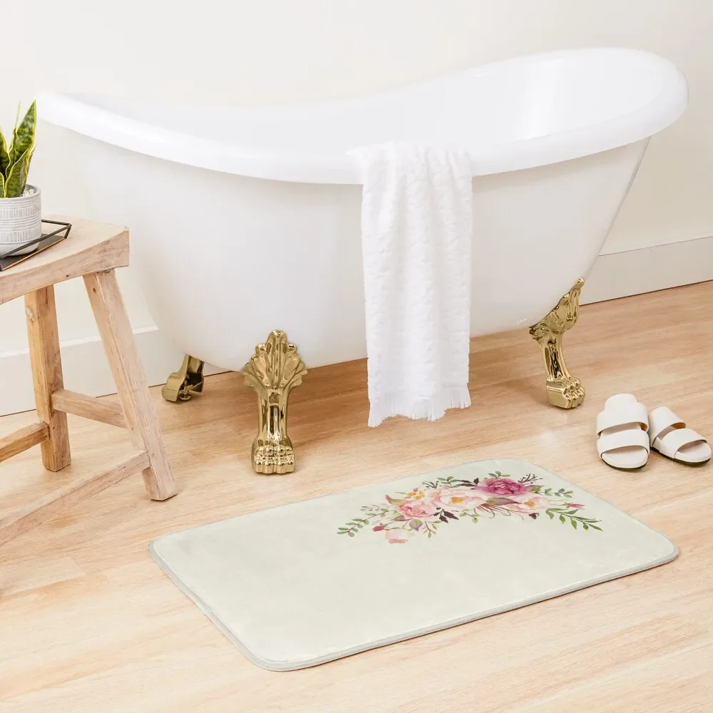 

Romantic Watercolor Flower Bouquet Bath Mat Carpet For Bath Anti-Skid Rug Foot Non-Slip Bathtub Mat