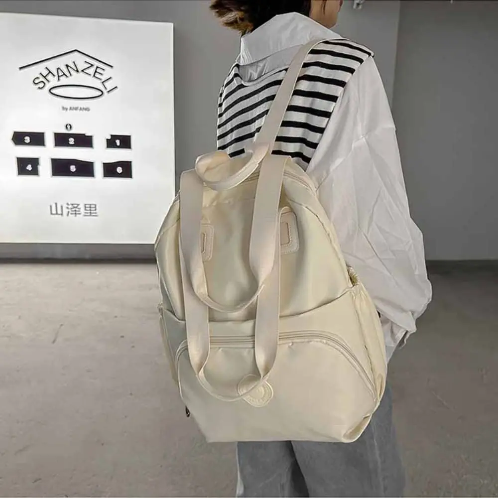 Cute Korean Style Sport Nylon Backpack Solid Color Large Capacity Travel Shoulder Bag Nylon Niche Design Fitness Bag Girls