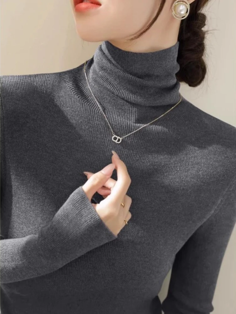 

Women Soft High-Neck Knitted Sweaters Chunky Knit Pullover Tops Winter Warm Fleece Lined Casual Streetwear Sweatshirts Cozy Tops