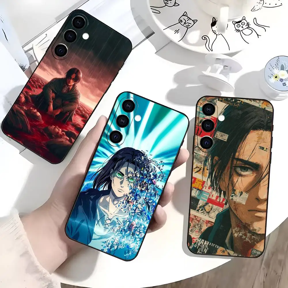 

E-Eren Yeager A-Attack On T-Titans Phone Case For Samsung Galaxy A73,A72,A71,A70,A53,A52,A51,Others Soft Black Cover