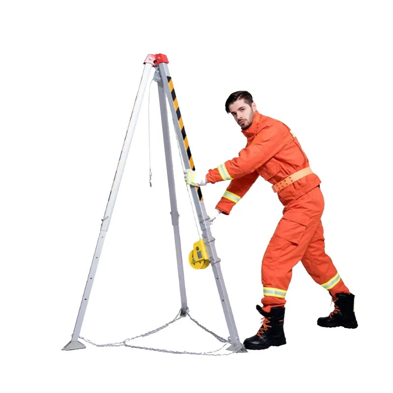 Fire rescue tripod wellhead portable aluminum alloy lifting triangle bracket retractable