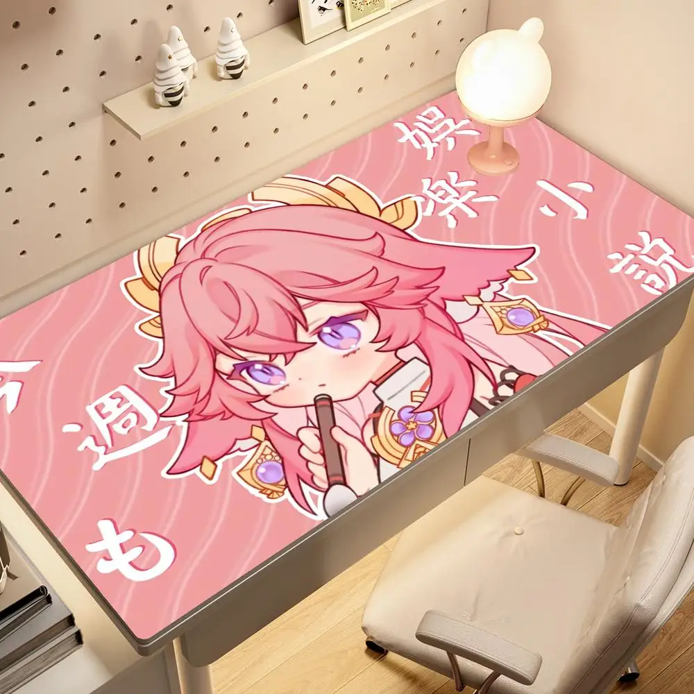 

Genshin Impact Large Mouse Pad XXL 900x400 Pink Kawaii Non-slip Rubber Keyboard Desk Mat Yae Miko Gaming Accessories Anime Gamer