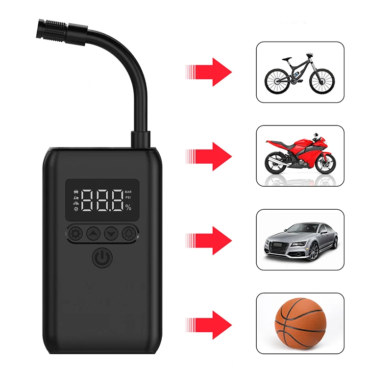 Portable Air Compressor Tire Inflator 150 PSI Electric Air Pump For Car Motorcycle Bicycle Balls With Digital Pressure Gauge