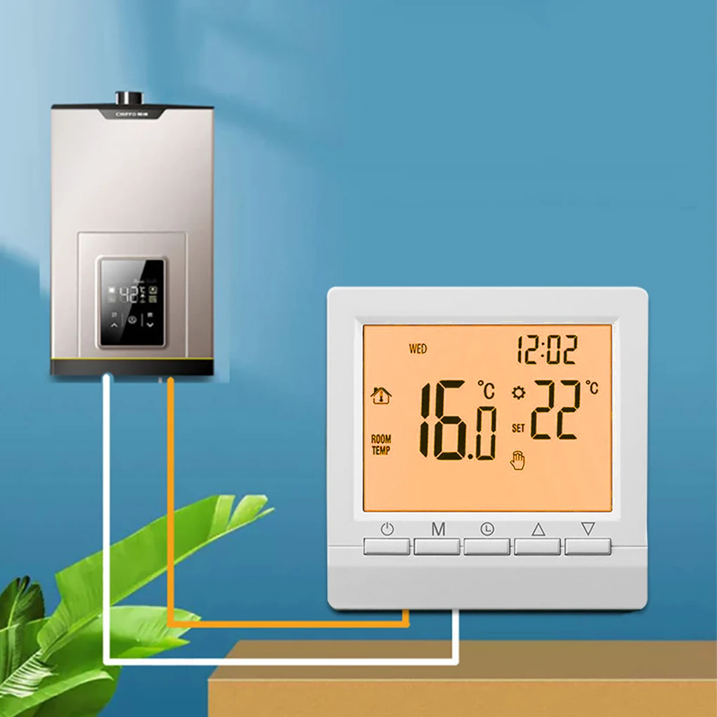Smart Thermostat Programmable Gas Boiler Heating Temperature Regulator Hand Controller AA Battery Thermostat with Kid Lock
