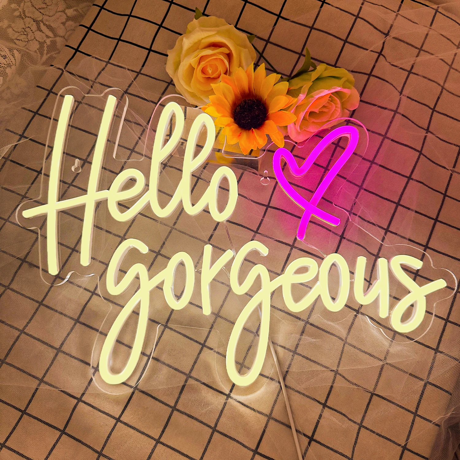 นีออนป้ายศิลปะ Custom Hello Gorgeous HelloThirty วันเกิด Led Neon Light งานแต่งงานหน้าแรกเครื่องตกแต่งฝาผนังวันเกิดของขวัญ