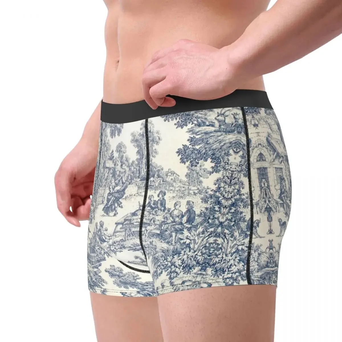 Benutzer definierte toile de jouy 2 Boxershorts Herren Französisch Marineblau Motiv Slips Unterwäsche coole Unterhose