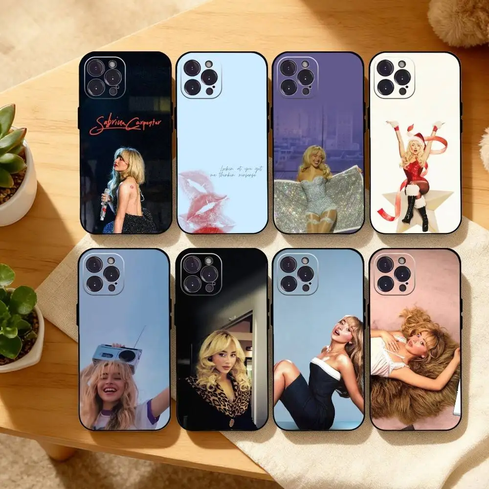 

S-Sabrina Carpenter Singer Phone Case For iPhone17 16 15 14 13 12 11 Pro Max Plus,5G Soft Black Case