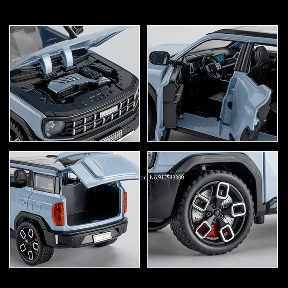 مقياس 1:24 هافال X-DOG FJ كروزر دييكاست معدنية التراجع SUV المركبات الموسيقى الخفيفة الأبواب فتح نماذج سيارات الحلي للبالغين