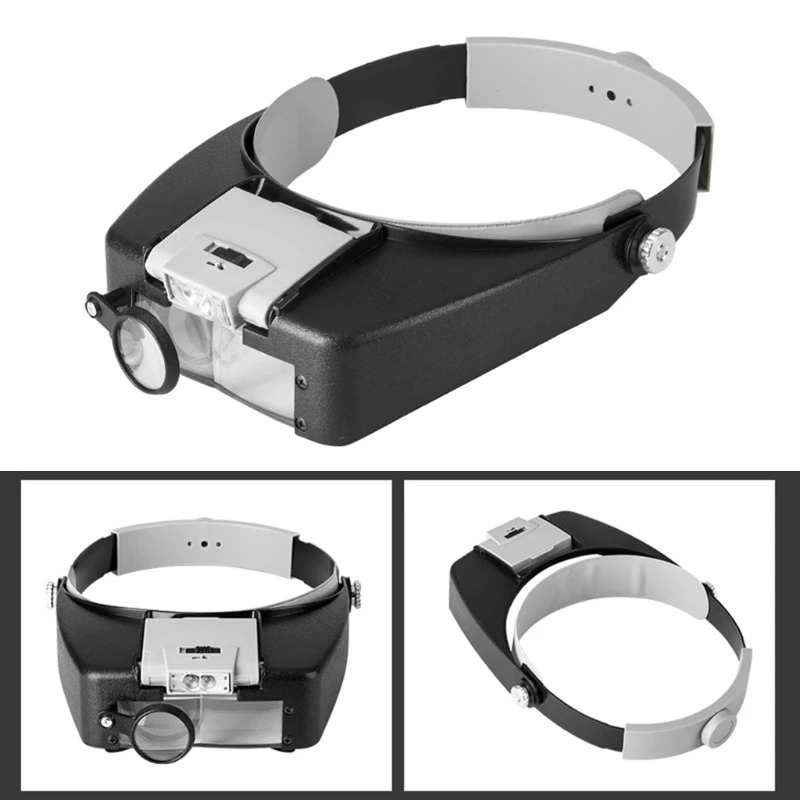 Magnifying-Glasses Illuminated-Magnifier Headband-Adjustable Head-Mounted Loupe-Jewelry Reading Watchmaker Repair Dropship