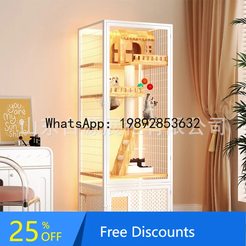 YFY Large Dog House Villa Panoramic Wooden Glass Cat House Home Layered Cat House Indoor Large Cat Room