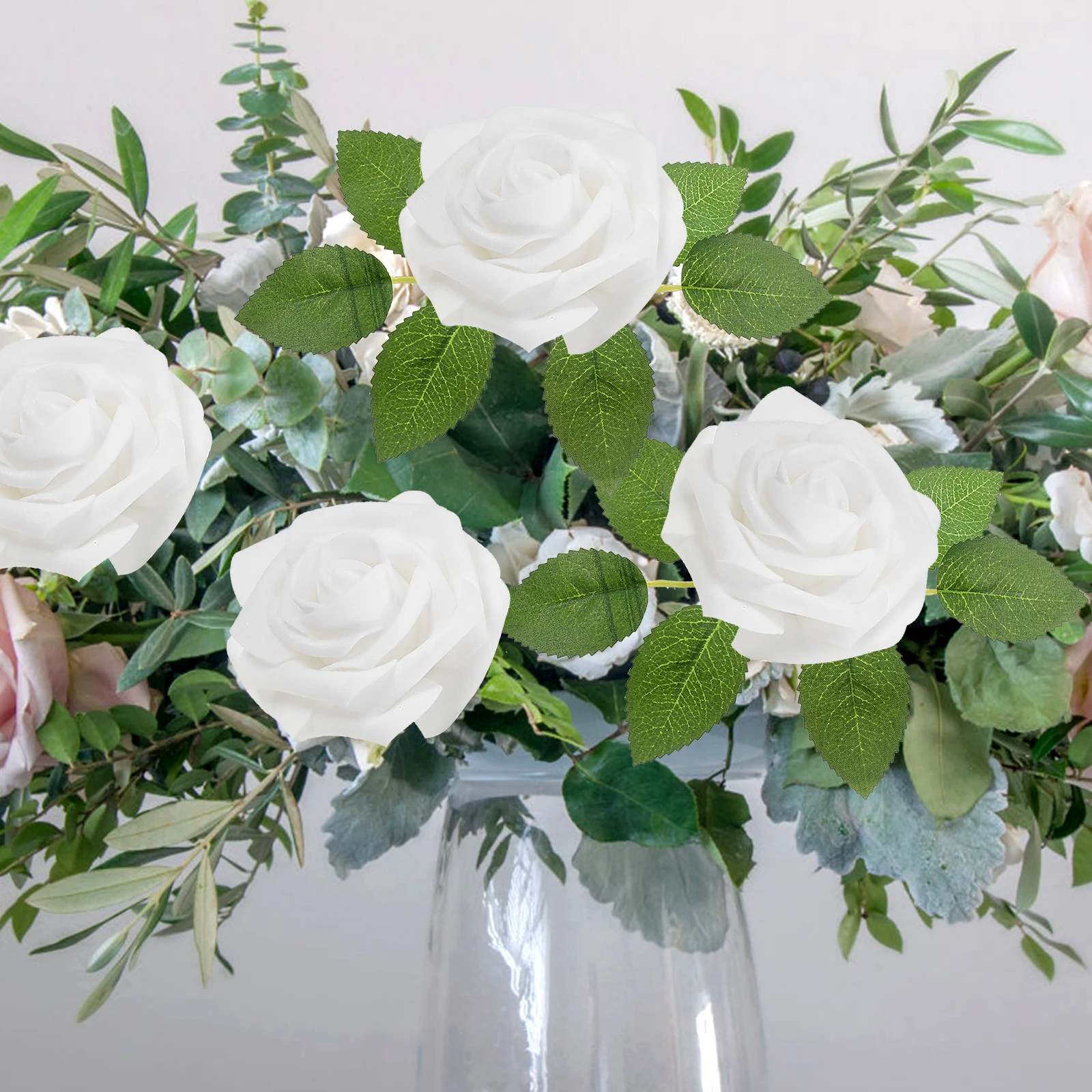 

Artificial Rose Flower Bouquet Lifelike Wedding Faux Flowers Home Office Party Decor Artificial Flower Arrangement SuppliesRose