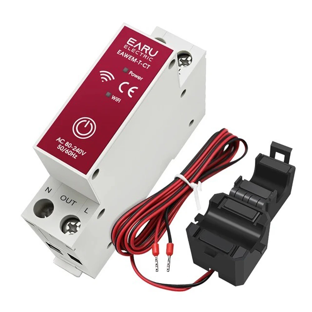 Tuya WiFi Din Rail Smart Energy Meter 80-240V 63A with Current Transformer Clamp KWh Power Monitor Electricity Statistic Device