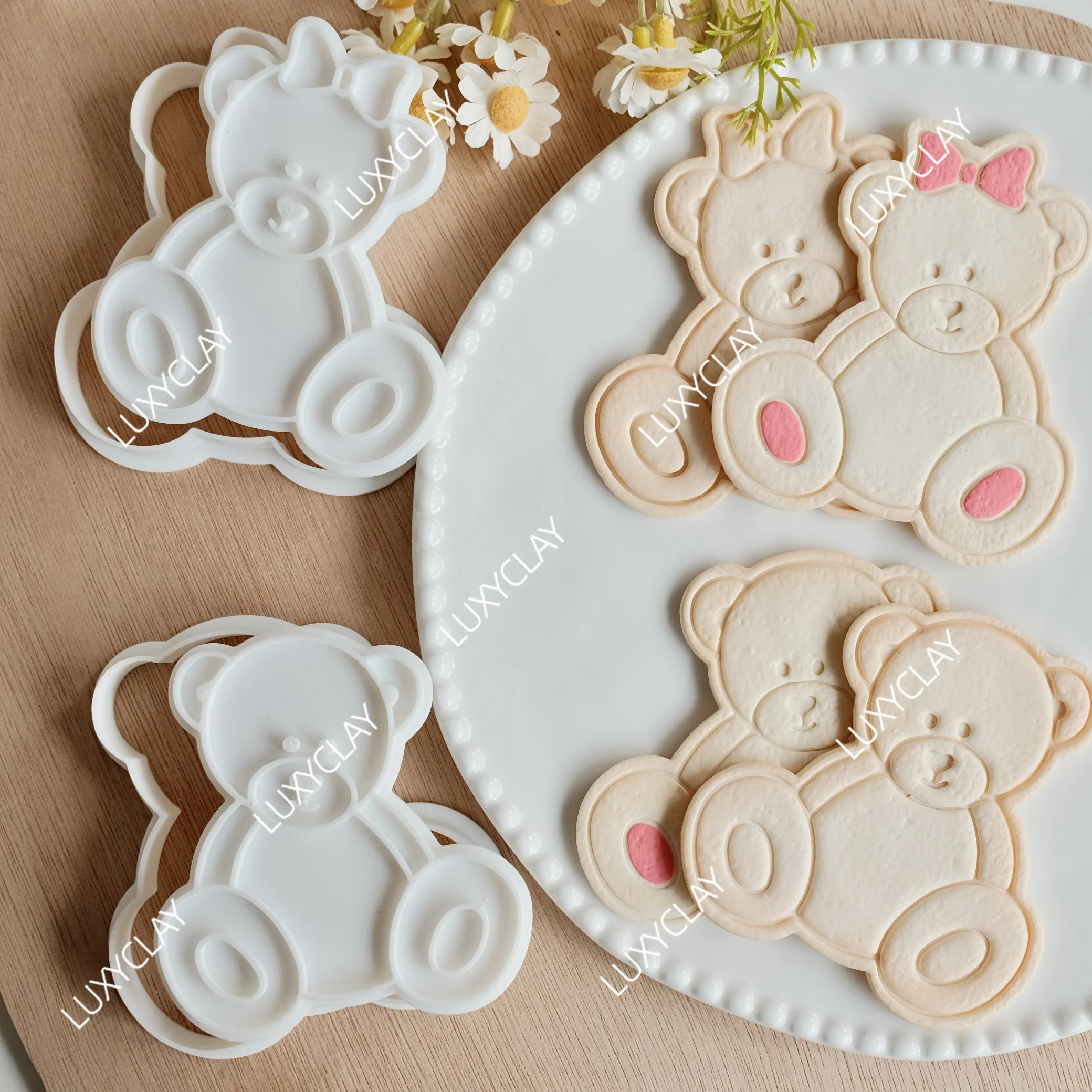 Cute Baby Bear Fondant Cookie Mold DIY Boy Girl Bear Baby Shower Biscuit Mold Birthday Cake Decor Baking Supplies Dessert Gifts