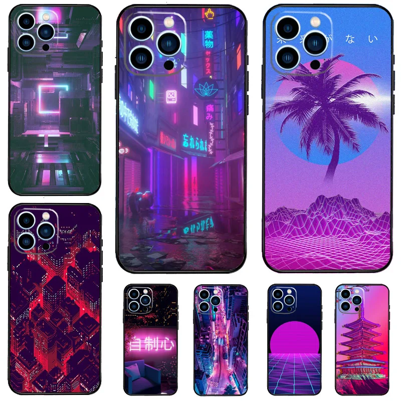 Neon Vaporwave City Case For Samsung Galaxy S26 Ultra S25 S24 S23 S22 S21 S10 Plus S20 FE S25 Ultra Cover Funda