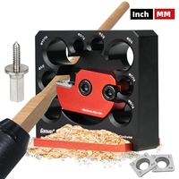 8 Holes Dowel Maker Jig Kit w/ Carbide Blades -Metric and Inch Woodworking Electric Drill Milling Dowel Round Rod Auxiliary Tool