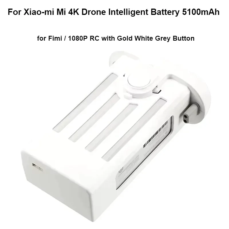 Para xiao-mi mi 4k drone bateria inteligente 5100mah para fimi/1080p rc com botão dourado branco cinza